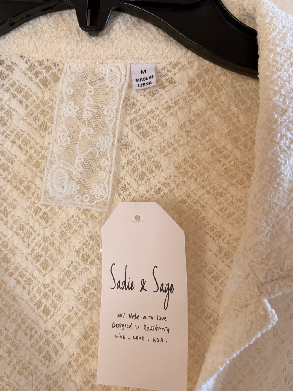 Sadie & Sage Cream Lace Long-Sleeve Shirt Dress - Picture 3 of 7